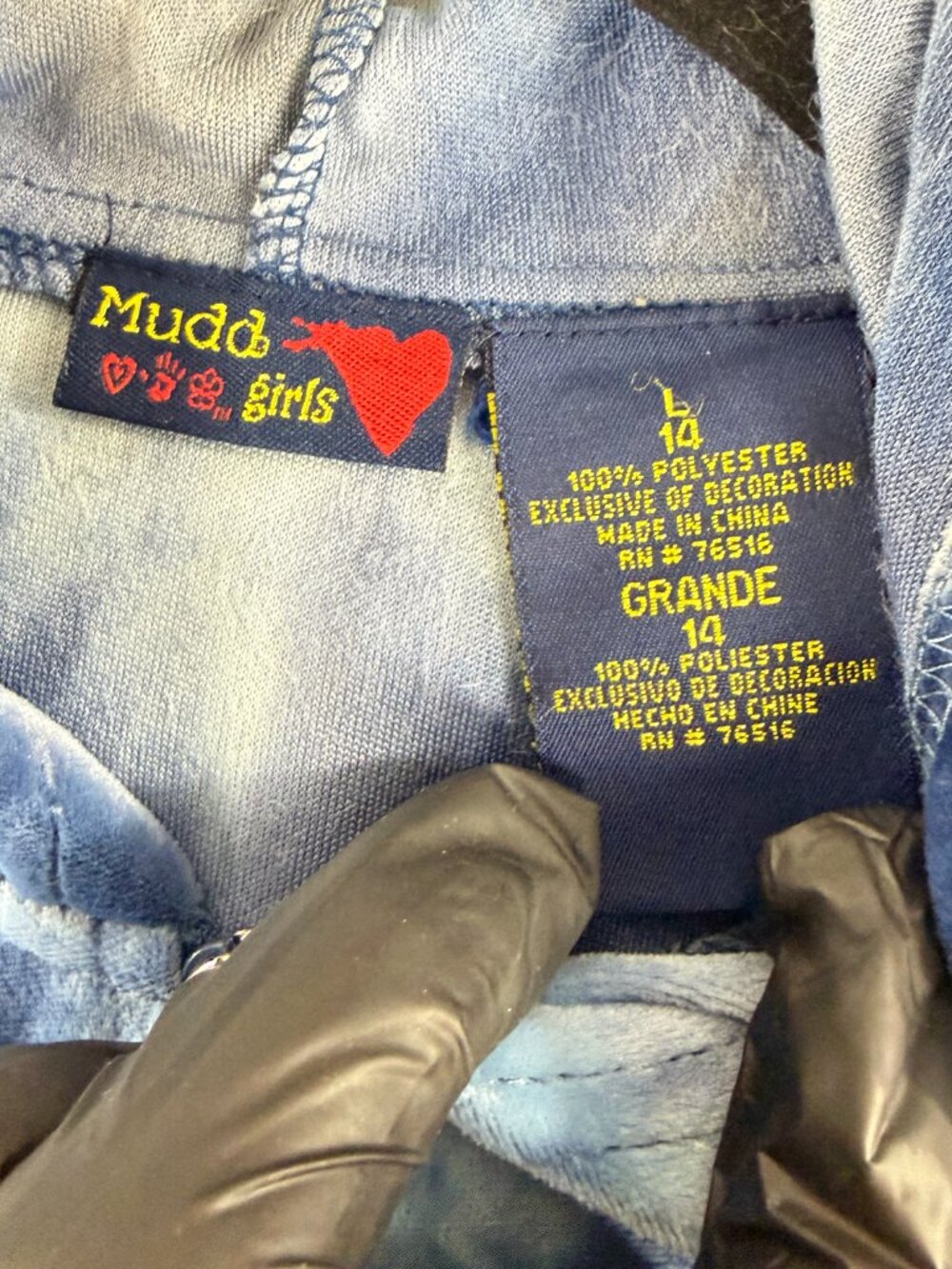 Mudd Velour Lounge Set Kids 14‎ Blue Tie Dye Vintage Y2K Wide Leg Drawstring - Picture 15 of 15